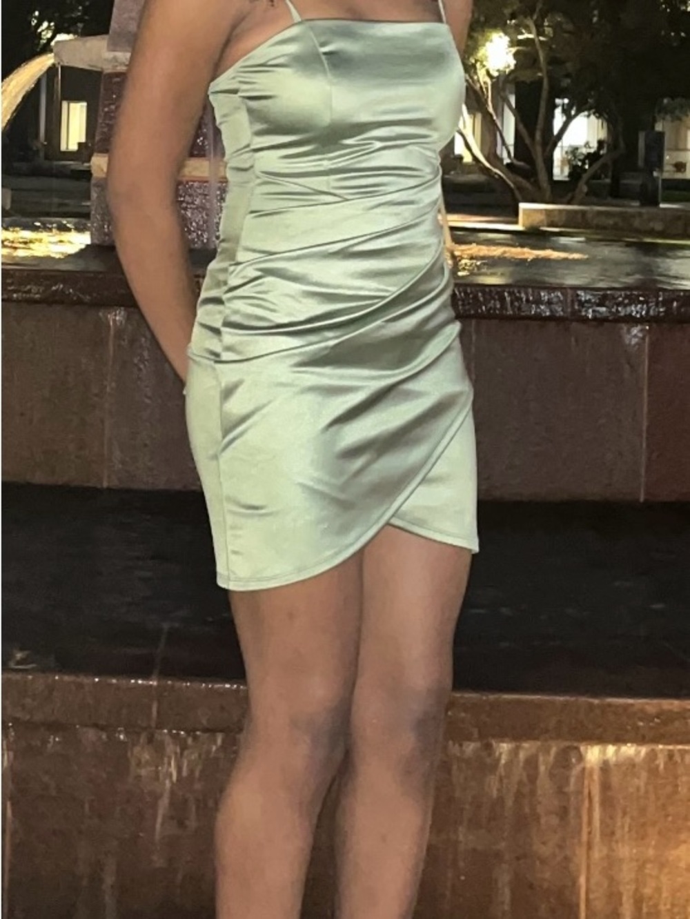 Windsor Satin Mini Dress Sage Green